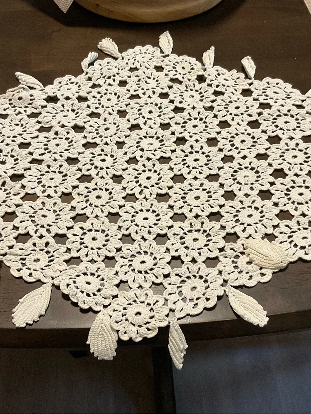 Handmade Crochet Table Doily in Cream - Decorative Dining Accent